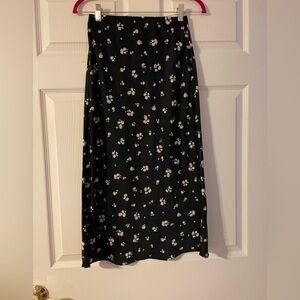 Miami Black Floral Midi Skirt